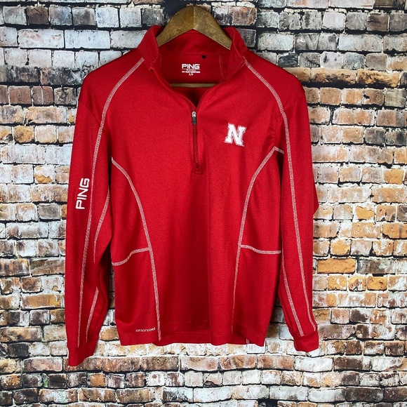 Ping Other - NEBRASKA 1/4 Zip Red & White Pullover